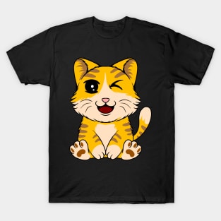 Winkie Whiskers: Cat-Inspired Wink Face T-Shirt T-Shirt